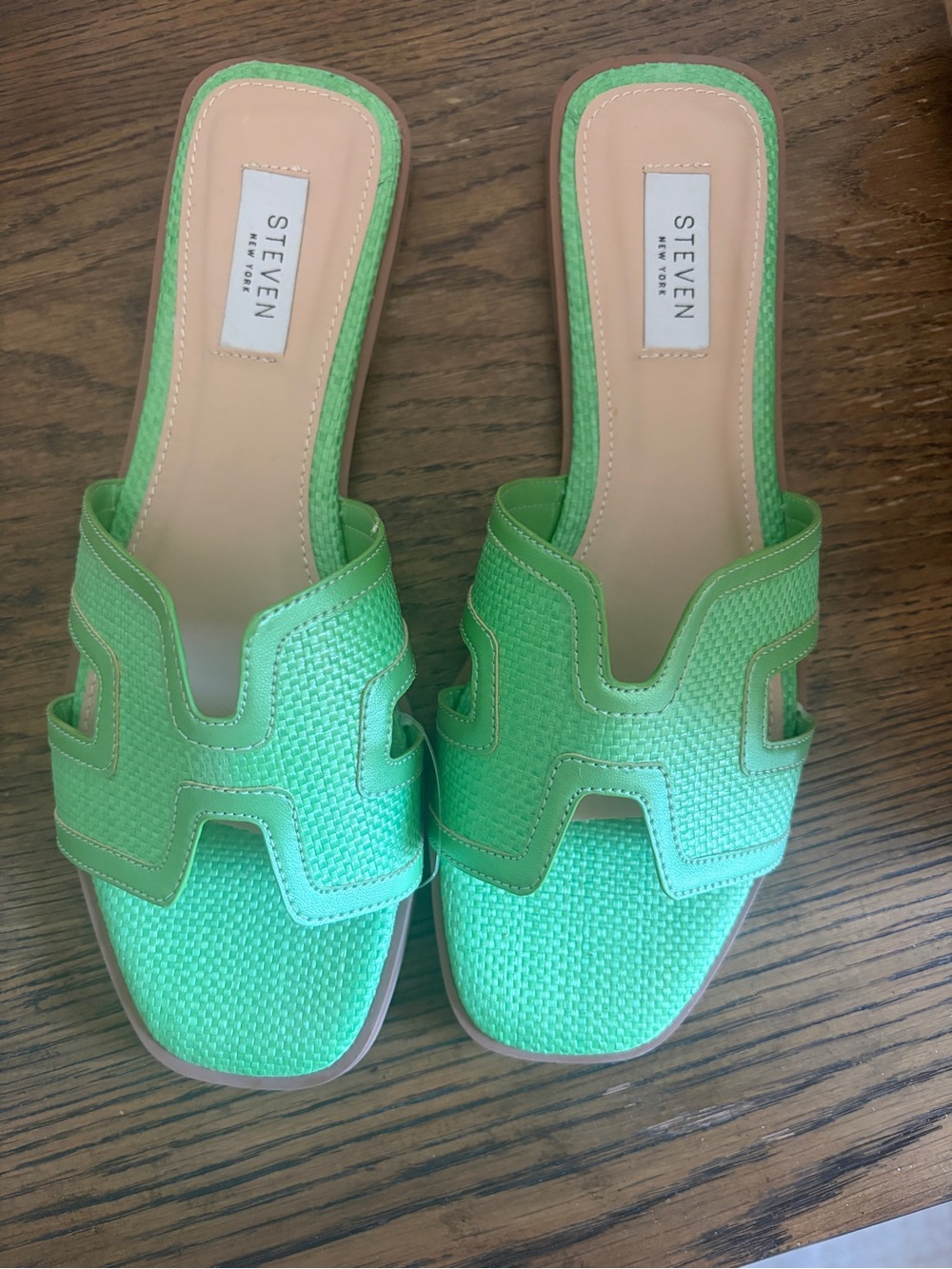 Steven by Steve Madden Mint Green Slip-On Woven Mules